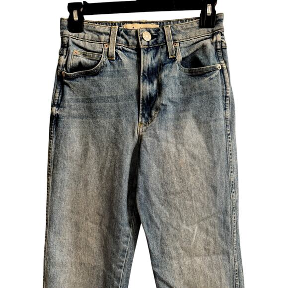 Amo High Rise Kick Crop Jeans Sz 25 Topanga Wash Chic Trendy Light Wash Flare - Picture 6 of 9